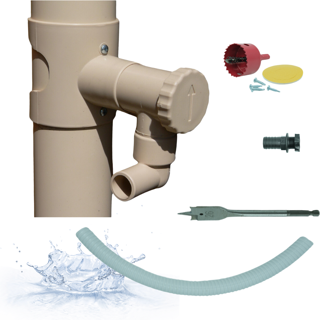 Capt'eau Pack 2 Collecteurs d'eau (Sable )+ Tuyaux Souples + Scie Cloche Premium Bi Metal (conduits Zinc) (Copie)