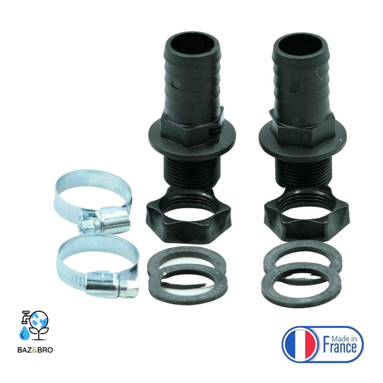 BAZ&BRO Kit Raccord Cuves + 50 cm Tuyau Souple Blanc + Mèche 26 mm