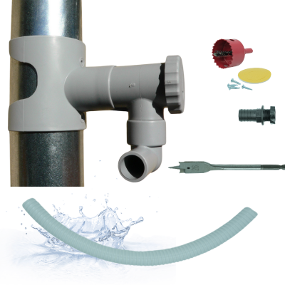 Capt'eau Pack 2 Collecteurs d'eau (Gris)+ Tuyaux Souples + Scie Cloche Premium Bi Metal (conduits Zinc)