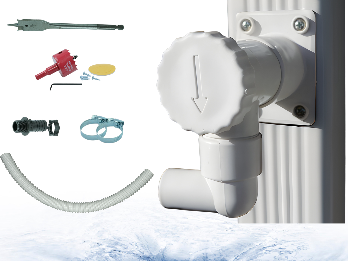 Collecteur d'eau de Pluie Blanc - Kit Complet - Fabrication Francaise - Conduits Rectangulaires 60x80 mm