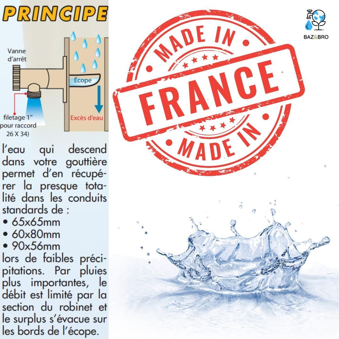 Collecteur d'eau de Pluie Sable - Kit Complet - Fabrication Française - Conduits Rectangulaires 60x80 mm