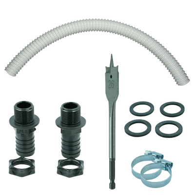 BAZ&BRO Kit Raccord Cuves + 50 cm Tuyau Souple Blanc + Mèche 26 mm