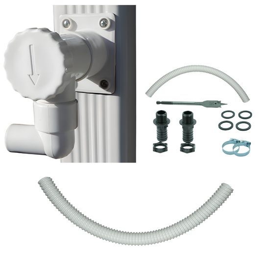 Capt'eau RÉCUPÉRATEUR d'eau DE Pluie pour CONDUITS RECTANGULAIRES + 1 Tuyau Souple 60cm + KIT RACCORD 2 RÉSERVES.